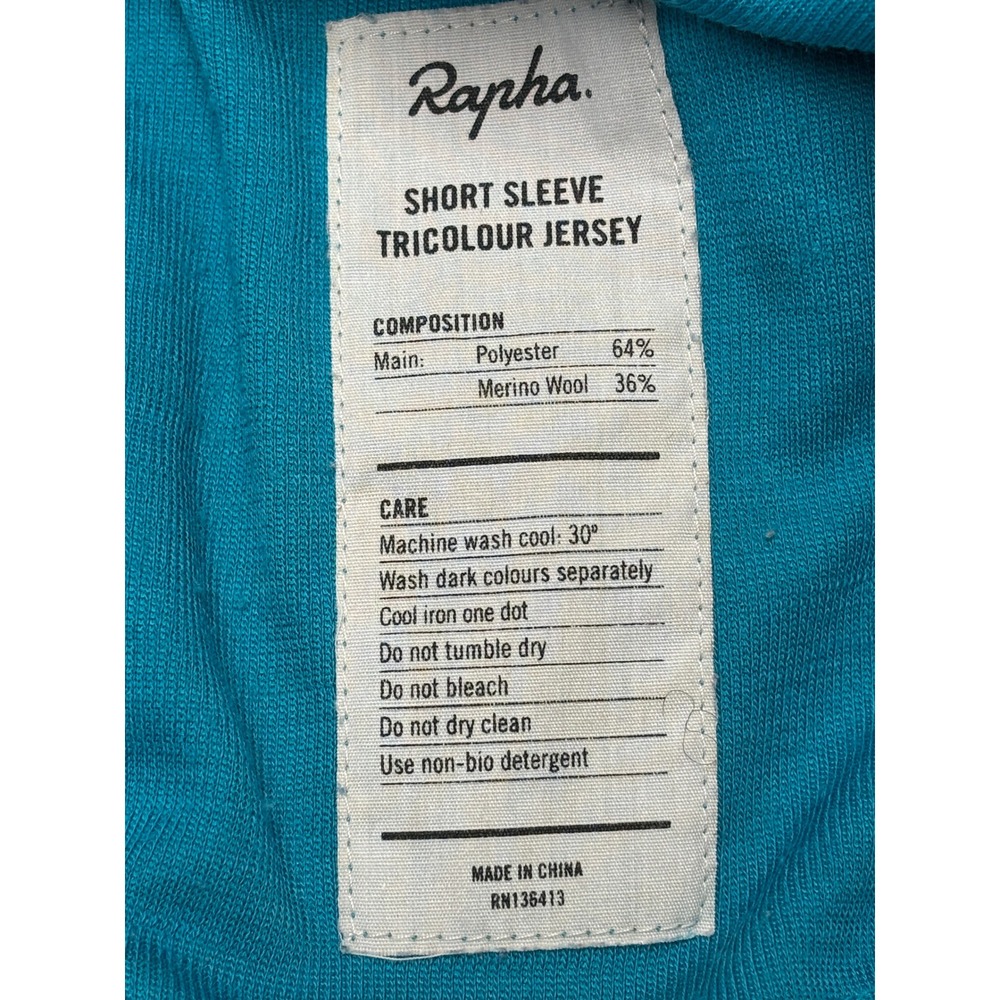 Rapha Mens Short Sleeve Tricolour Cycling Jersey Blue Merino Wool Blend Medium - Picture 4 of 8